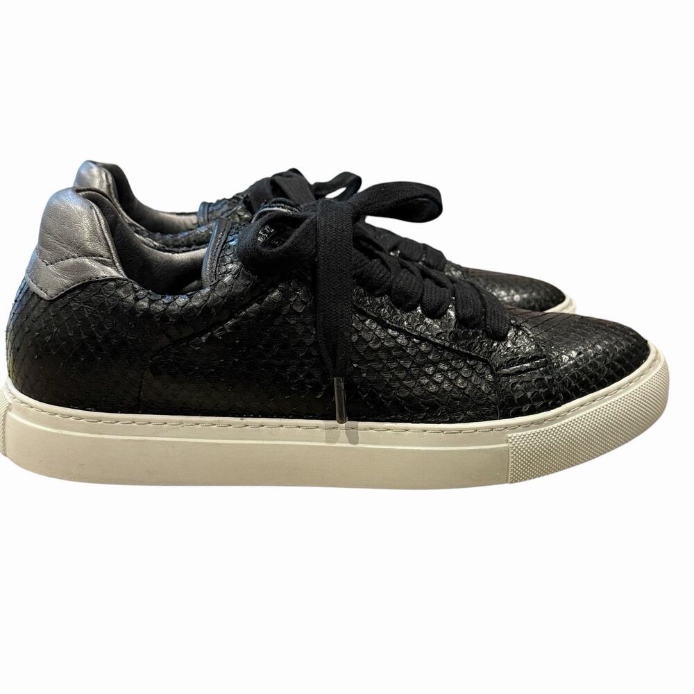Zadig & Voltaire Black Snakeskin Leather ROCK LOVE Low Top Sneakers EU 39 | US 8